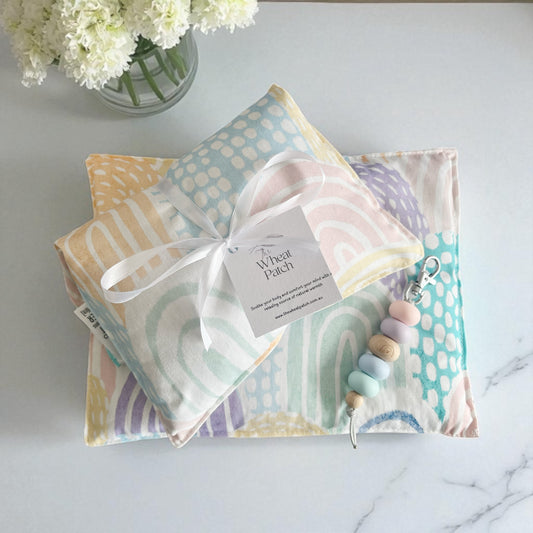 Rainbow Wheat Bag & Beaded Keyring Set