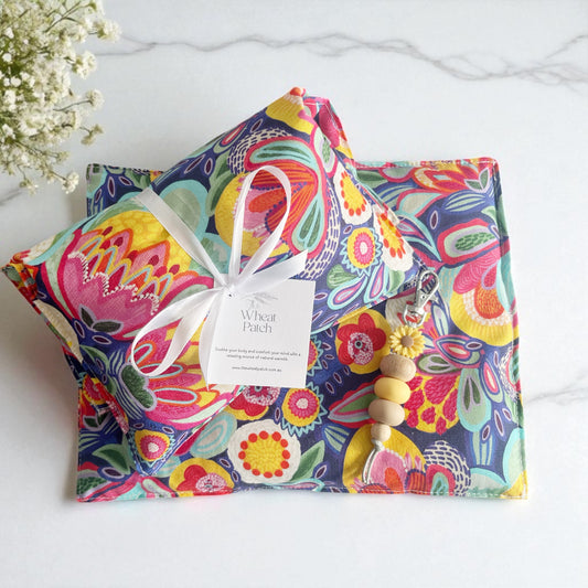 Carnival Bloom Wheat Bag & Beaded Keyring Set