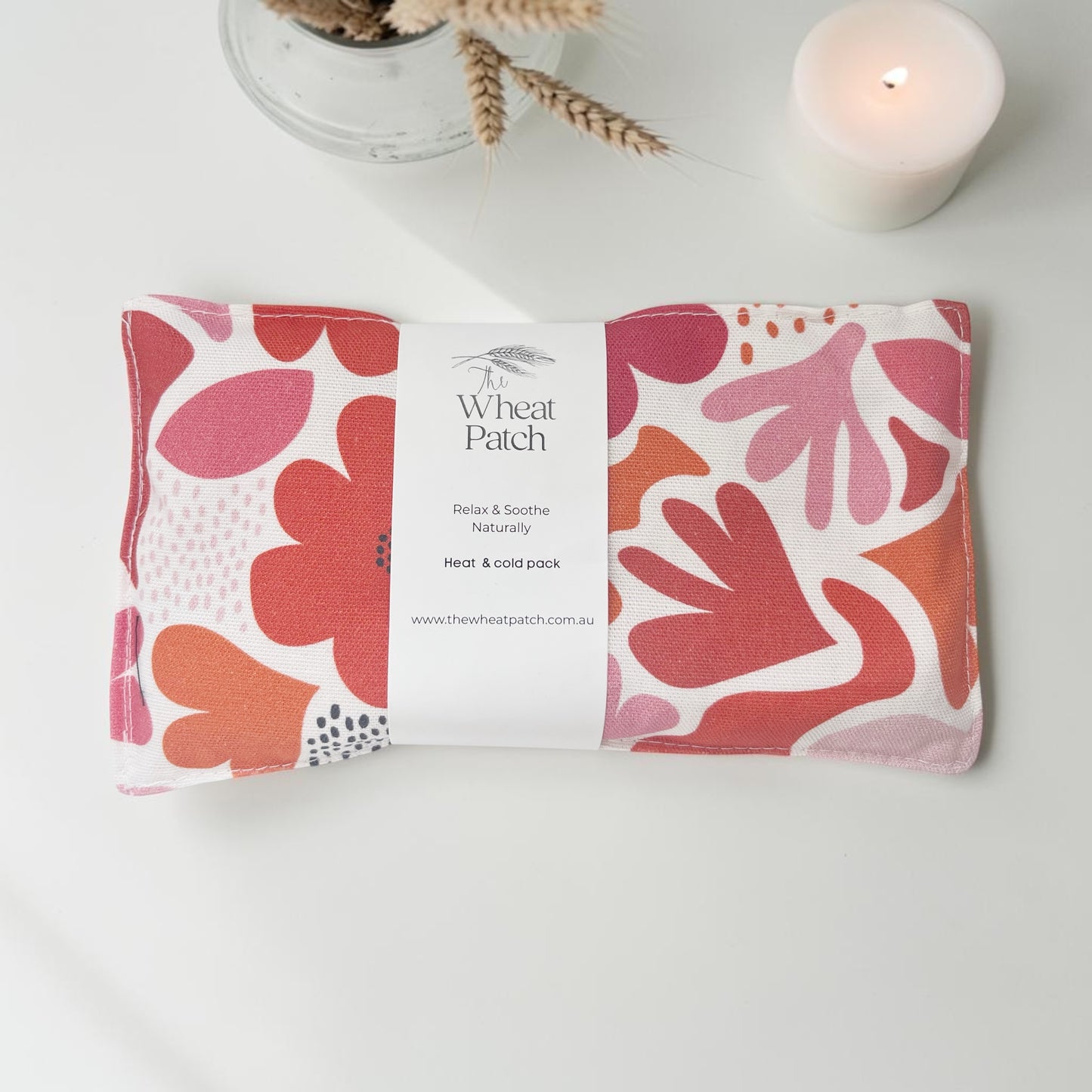 Small Red & Pink Flower Wheat Bag
